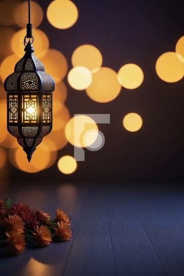 Free Photo - Ramadan Lamp with Bokeh - AI Generated Image