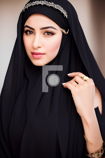 Free Photo Arabic Woman in Black Abaya United Arab Emirates AI G