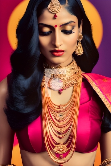 Free Photo Beautiful Indian Girl with Vibrant Colors - AI Genera
