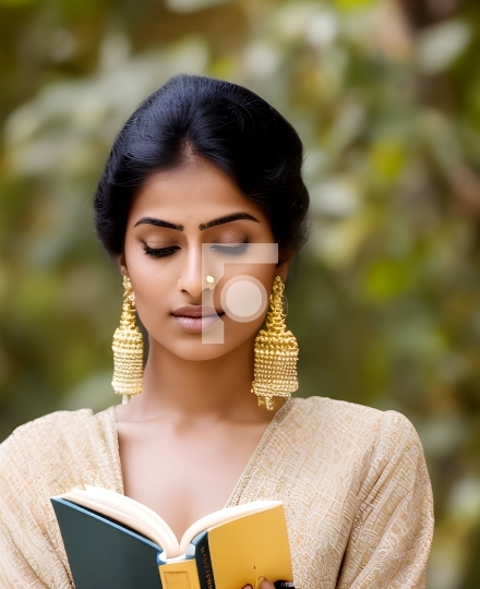 Free Photo Beautiful Indian Woman with Books College Girl - AI G