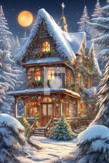 Free Photo Beautifully Decorated Christmas Holiday House Scene- 