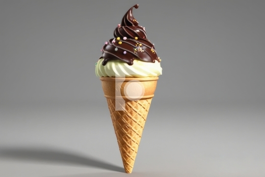Free Photo Chocolate ice cream cone AI Generated Image