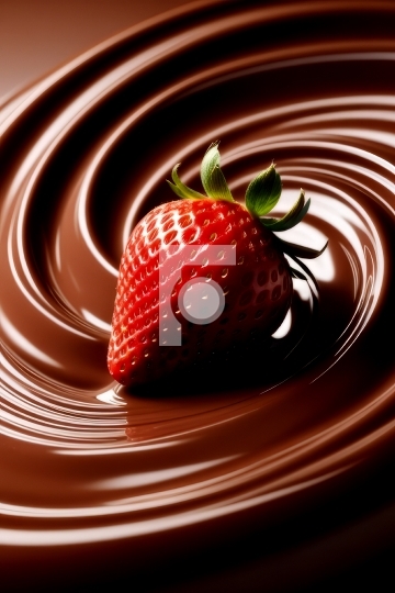 Free Photo Chocolate swirl and Strawberry Illustration  - AI Gen