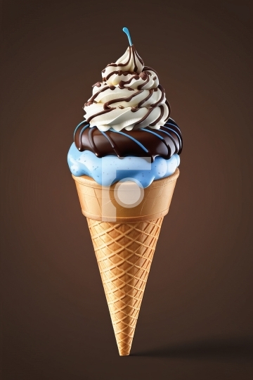 Free Photo Chocolate Vanilla ice cream cone AI Generated Image