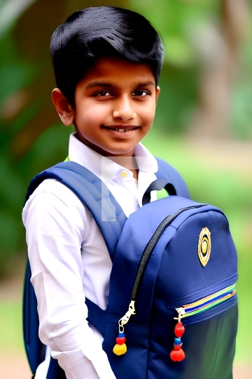 Free Photo Indian School Boy Student with Backpack - AI Generati