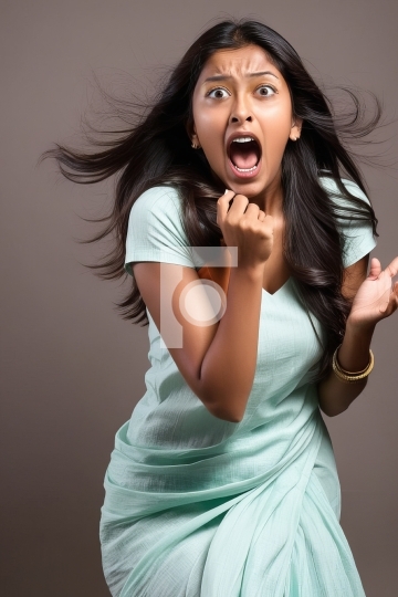 Free Photo Indian Woman Screaming In Tension - AI Generated Imag