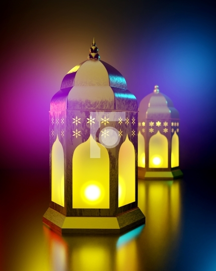 Free Ramadan Mubarak Lamp - Islamic Holidays Free 3D Render Illu