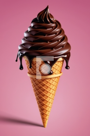 Free Stock Photo - Chocolate Ice Cream Cone AI Generated
