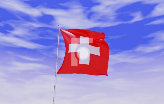 Free Switzerland Flag during Daylight and beautiful sky - 3D Ill
