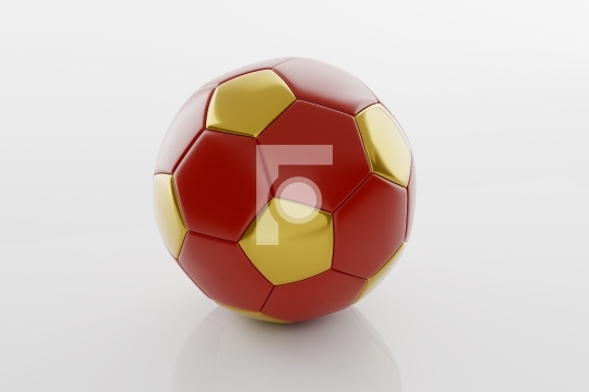 Golden and Maroon Football Soccer Ball isolated on White Backgro