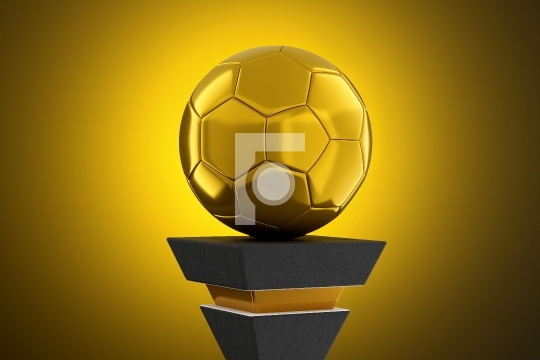 Golden Football Soccer Ball Award Trophy - 3D Illustration