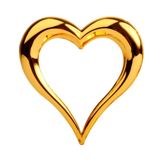 Golden heart isolated on white background