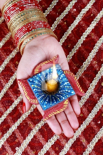 Handmade Diwali Diya Lamp in Hand