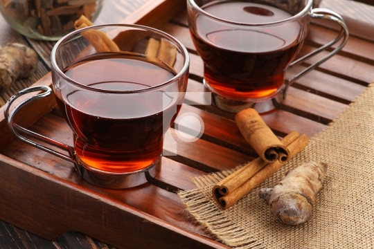 Healthy Green Tea with Ingredients - Cinnamon and Turmeric 