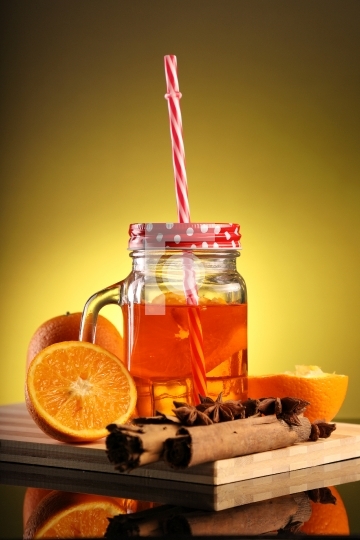 Healthy Infused Orange Detox Drink in a Mason Jar 