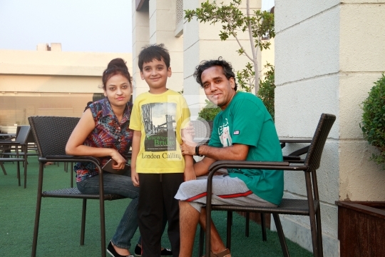 Indian Family in Casual Clothing Outdoors