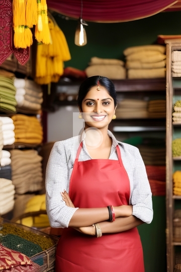 Indian Female Shop Owner Clothing Store Free Photo - AI Generate