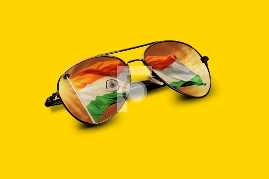 Indian Flag Reflected on Aviator Sunglasses