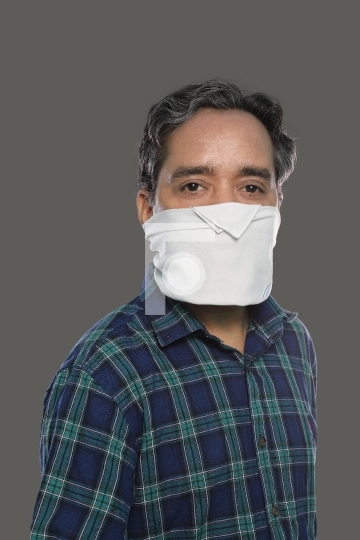 Indian Man with Handkerchief Mask for Covid-19 / Coronavirus Pre