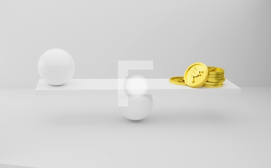 Indian Rupee Coin - Balancing the Indian Economy Concept 3D Illu