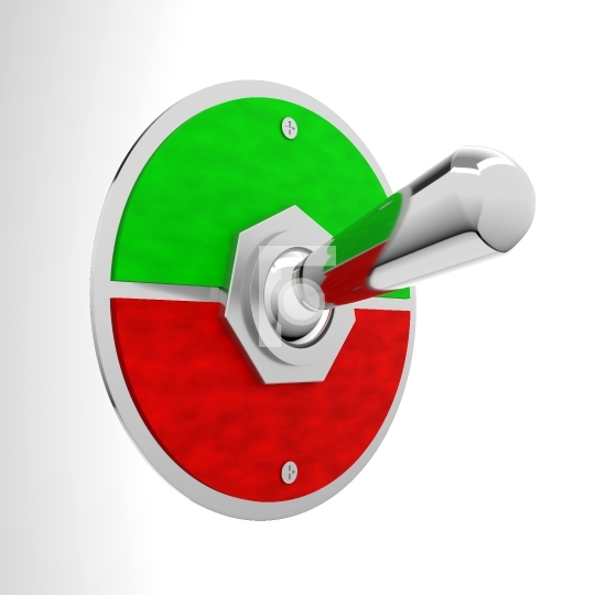 Old Vintage Toggle Switch with Green and Red Colour - 3D Illustr