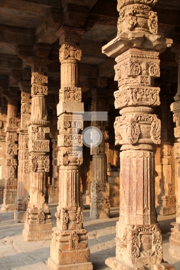 Pillars in Qutub Minar area in New Delhi, India