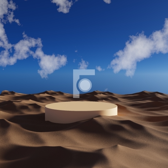 Platform / Cylinder Podium in the desert for Product Mockups - 3