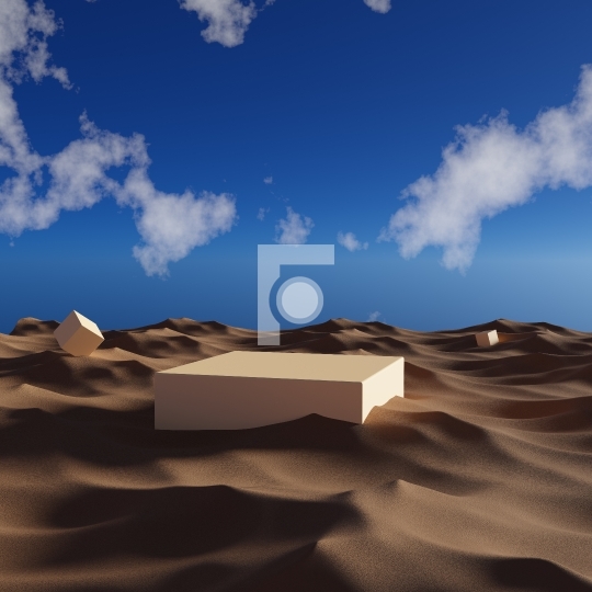 Platform / Podium in the desert for Product Mockups - 3D illustr
