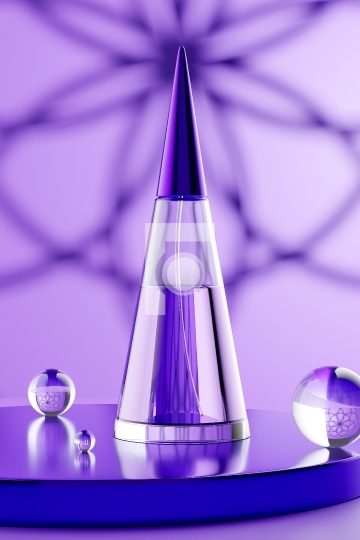 Purple Conical Glass Perfume Bottle - 3D Illustration Render