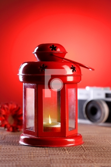 Red Colored Candle Lamp Light / Lantern