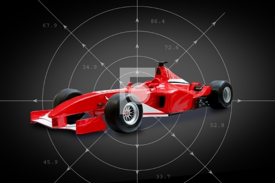 Red Formula One Car in black background