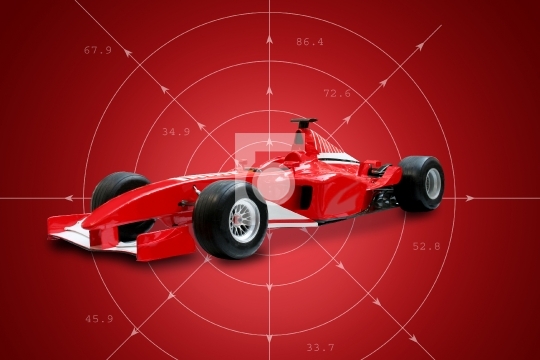 Red Formula One Car in red background