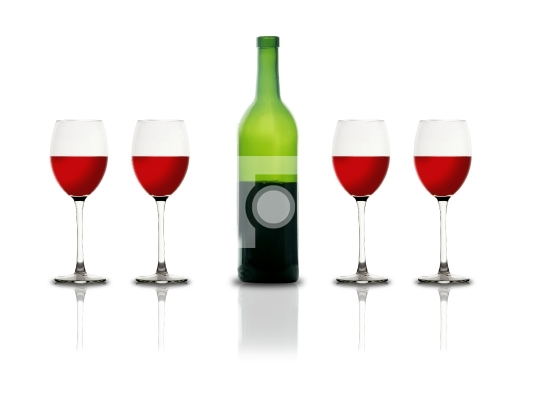 Red Wine glasses and bottle
