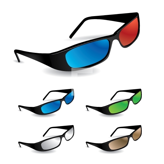 Set of 5 sunglasses including 3d vision