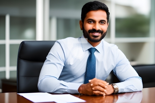 Smiling Indian Man in Corporate Office Free Photo Ai Generated I