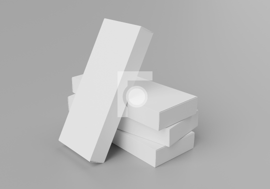 Thin Blank White Boxes Mockup Stack up - 3D Illustration 