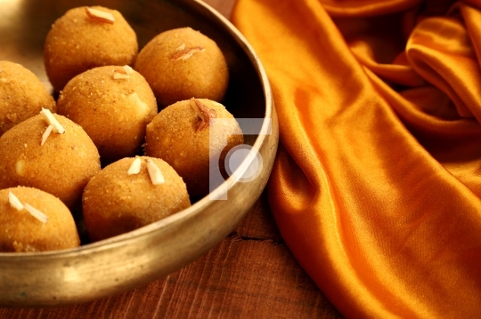 Traditional Indian Round Ball Shaped Sweet Made from Gram Flour