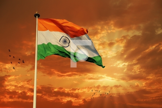 Tricolor Indian Flag during Sunset and beautiful sky