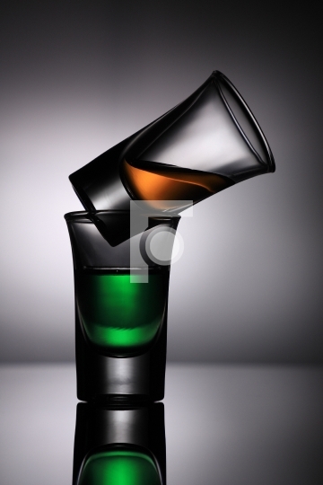 Two Drink Shot Glasses - Green and Orange