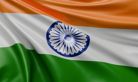 Waving India Flag Closeup - 3D Render Illustration 