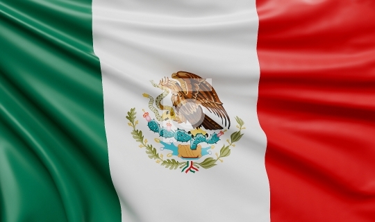 Waving Mexico Flag Satin Fabric - 3D Illustration Render