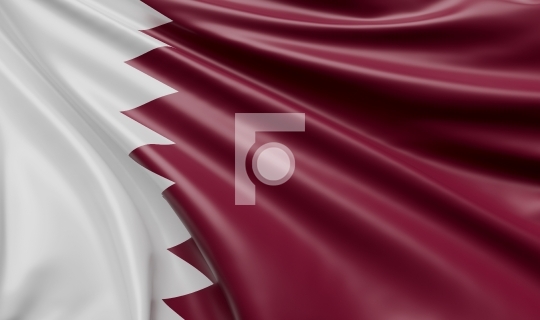 Waving Qatar Flag Satin Fabric - 3D Illustration Render
