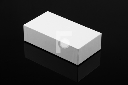 White Box for Mockup on Black Background with reflection