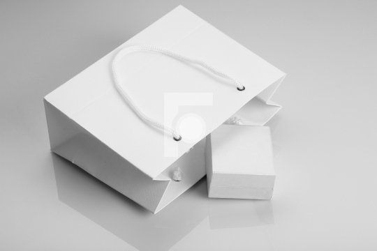 White Paper Shopping Bag and Jewelry Box for Mockups