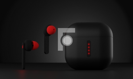 Wireless Technology Bluetooth earbuds with case - 3D Illustratio