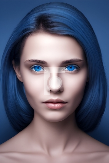 Woman with Blue Eyes and Hair - Free Photo Ai Generated Art