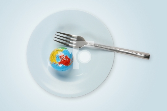 World in a plate with fork