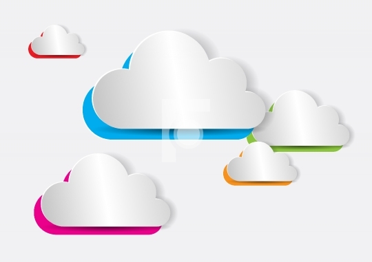 Abstract Colorful Paper Cloud for Computing, Web, Apps - Vector 