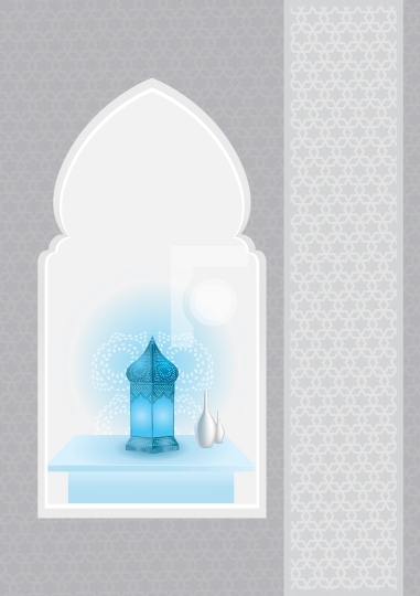 Arabic Lamp in an Arabian Arch for Ramadan / Eid - Vector Illust