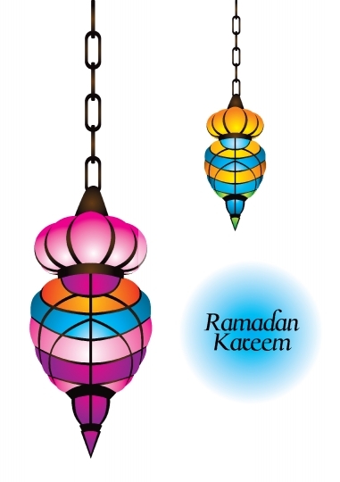 Beautiful arabic lamp with ramadan kareem text